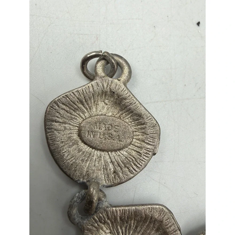 Vintage Silver Tone Scallop Seashell Link Bracelet Made in USA Nautical Coastal